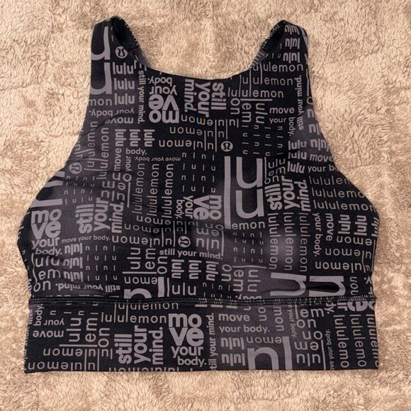 Like New Lululemon Energy High-Neck Longline Sports Bra  Crop Top Ombre Black 4 - Picture 8 of 8